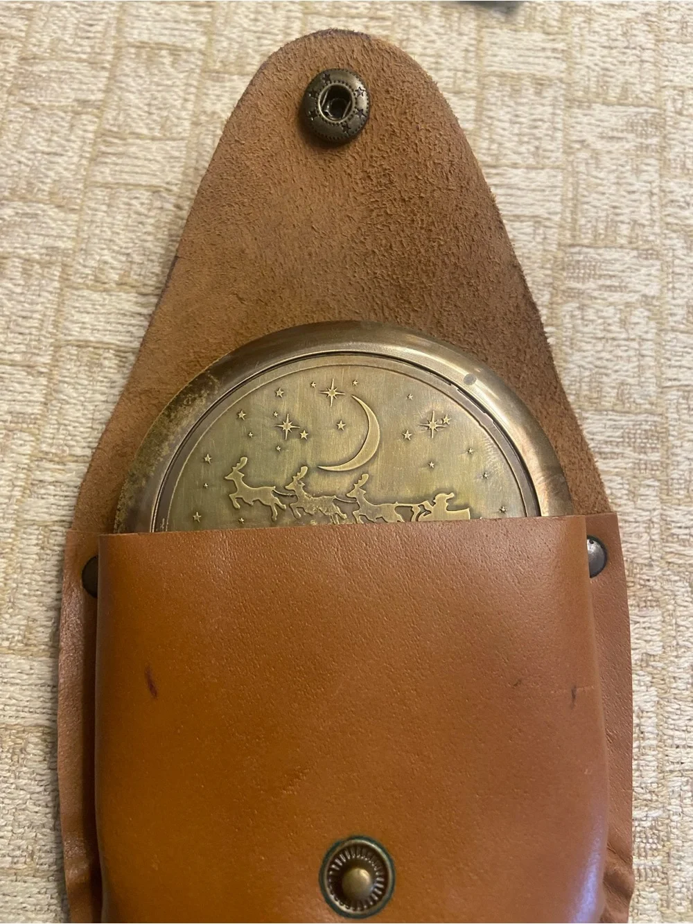 Nautical Instruments Men's Brass Compass and Leather Pouch - Santa